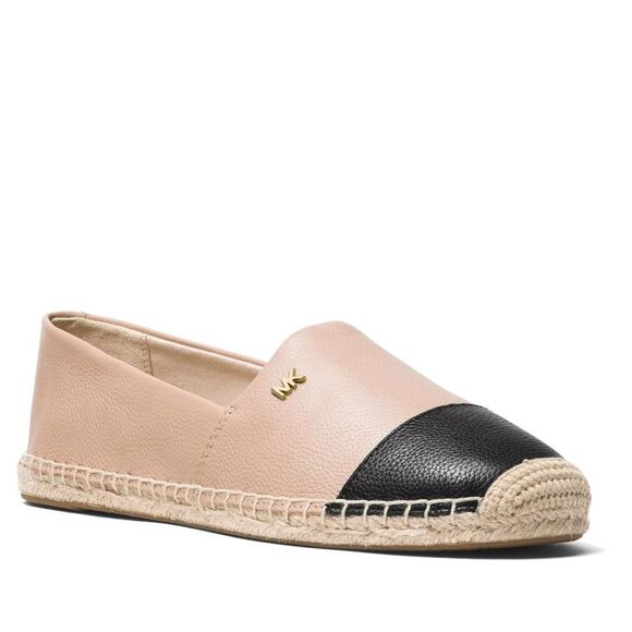 New! MICHAEL KORS Women's Kendrick Cap Toe Espadrille Flats Shoes Oyster Black - Picture 1 of 9